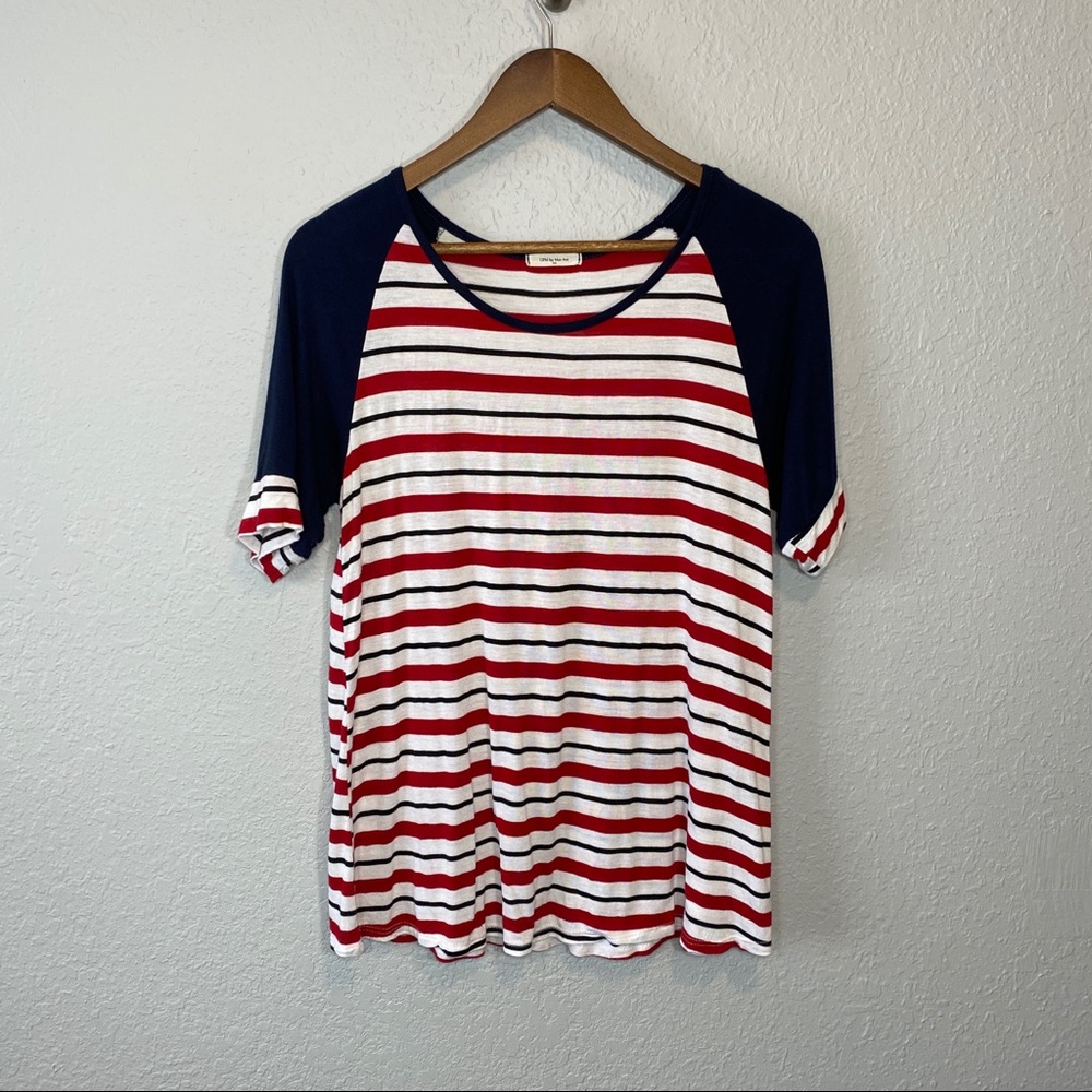 12 PM by Mon Ami | Red White & Blue Stripped‎ Top